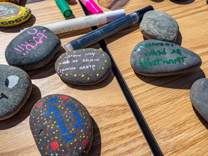 Kindness rocks featured on table at PSU-LV Arts Fest 